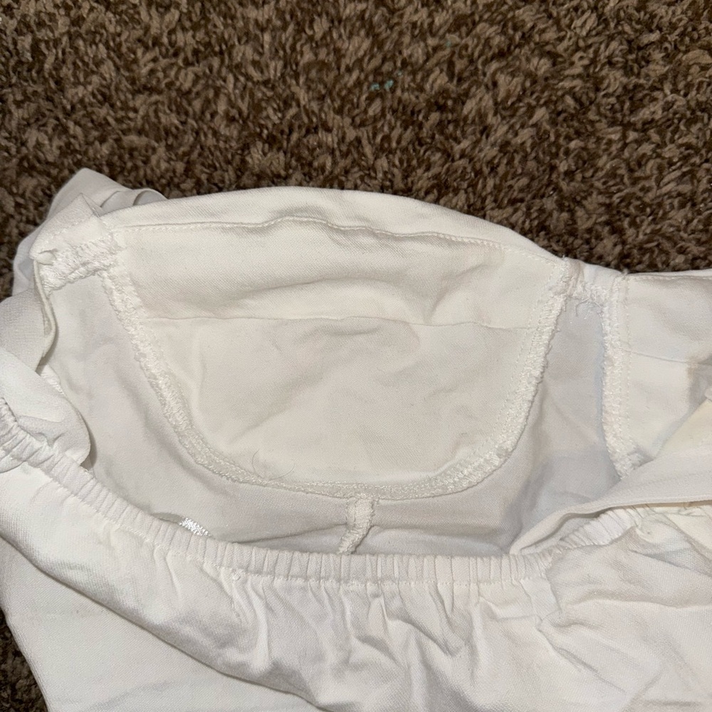 White Crop Top with Tie Straps and Bustier Style - Picture 3 of 5